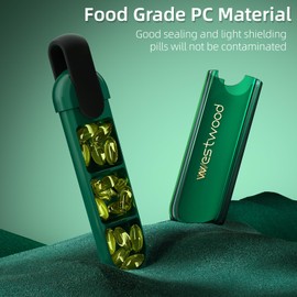 MAIAHU Pill Organizer, 3 Compartments Daily Pill Box, Portable Travel Pill Case, Cute Pill Holder for Pills, Vitamins, Fish Oils, Supplements, Medicines (Green)