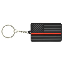 Great 1 Products American Flag Keychain with Key Ring - Fireman Firefighter – Soft PVC Rubber - Keys, Cars, Motorcycles, Backpacks, Luggage, and Gifts - EDC (Thin Red Line)