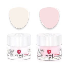 Revel Nail Dip Powder - White and Pink Dip Powder for Nails, Chip Resistant Dip Nail Powder with Vitamin E and Calcium, DIY Manicure