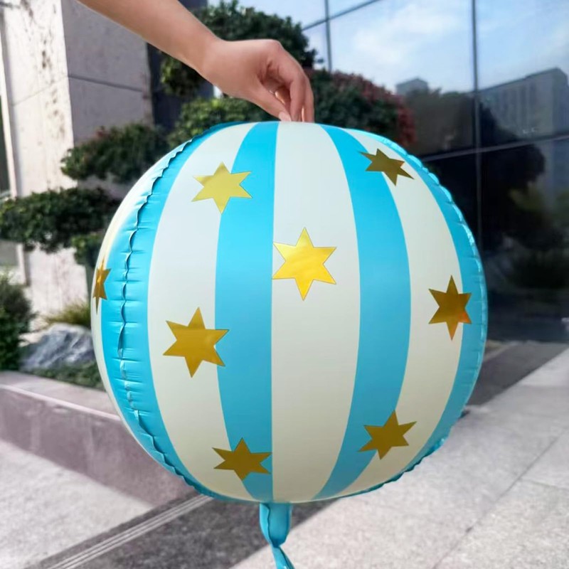 4D Ball Star Striped Foil Balloons(6 Pcs)
