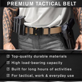 TECEUM Tactical Belt – Coyote B1 S – Heavy-Duty Military, Work, Hiking,Rigger, Utility, EDC Men’s Belts – Quick-Release – Nylon Web
