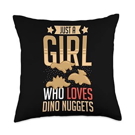 Dino Chicken Nugget Dinosaur Nugs Veggie Funny Throw Pillow, 18x18, Multicolor