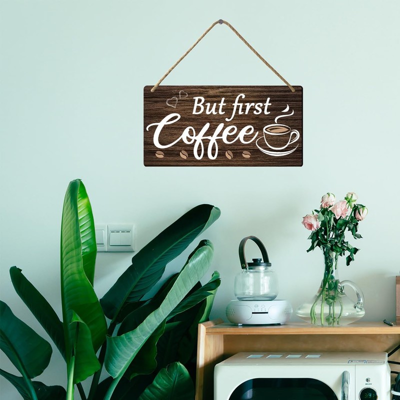 But First Coffee Sign - Wooden Coffee Bar Art, 6