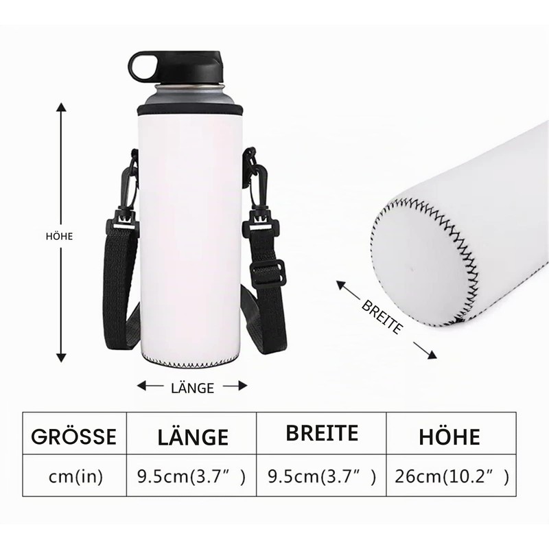 HUGS IDEA Insulated Neoprene Water Bottle Carrier with Shoulder Strap,