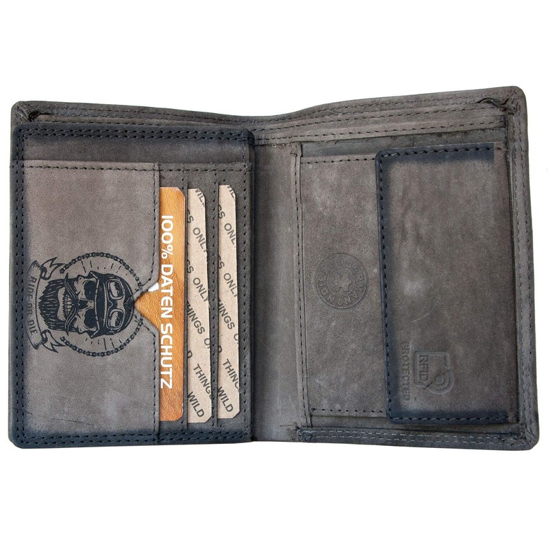 Grey Wallet Genuine Leather Ride or Die with RFID (Data
