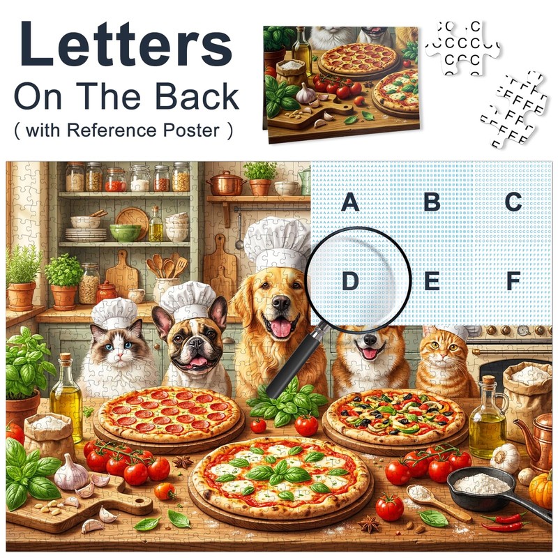 Funny Dog Jigsaw Puzzles for Adults 1000 Pieces, Puppy Pizza