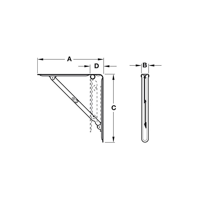 GedoTec H2036 Folding Table Extension Bracket with Locking Mechanism 400