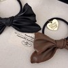 Bow Hair Ties for Women Girls 2Pcs Black Brown PU