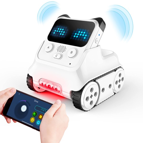 Makeblock Codey Rocky Robot Toy, Programmable and Interactive Emo Robot for Kids 6+, STEM Learning Educational Toys Support Scratch Python Programming, Rechargeable Smart Coding Robot Gift for Kids
