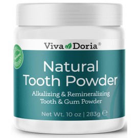 Viva Doria Natural Tooth Powder, Remineralizing, Natural Teeth Whitening, Breath Freshener | Refreshing Mint Flavor | 10 Oz