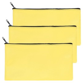 PATIKIL 11 x 6 Inch Bank Deposit Bag, 3-Piece Purse Bank Bag Security Purse Receipt Holder for Tickets, Coins, Makeup, Cosmetics, Bills, Bright Yellow
