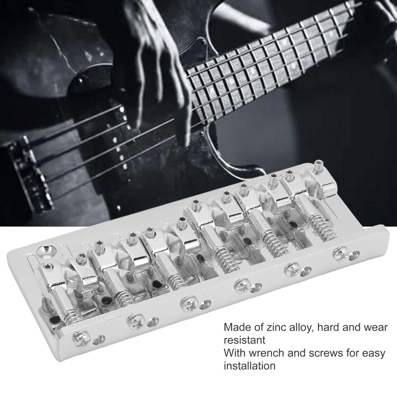 6-String Electric Bass Bridge, Zinc Alloy, Fixed Type with Adjustable