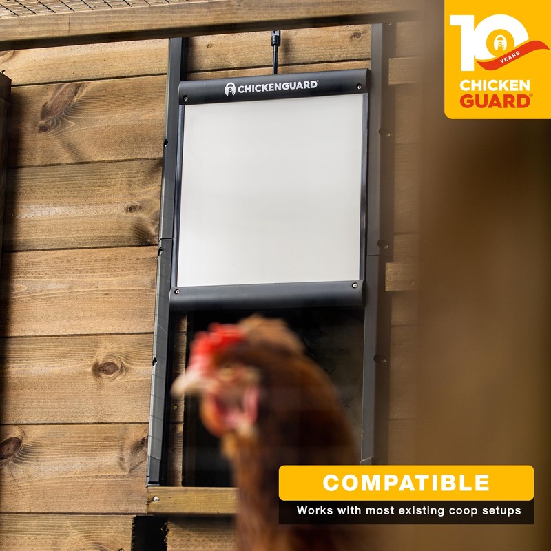 ChickenGuard Self-Locking Predator-Proof Chicken Coop Door for Hen-House, Chicken Run,