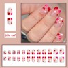 Heart French Fake Nails Short, Press-on Nail, 24 Pieces Short