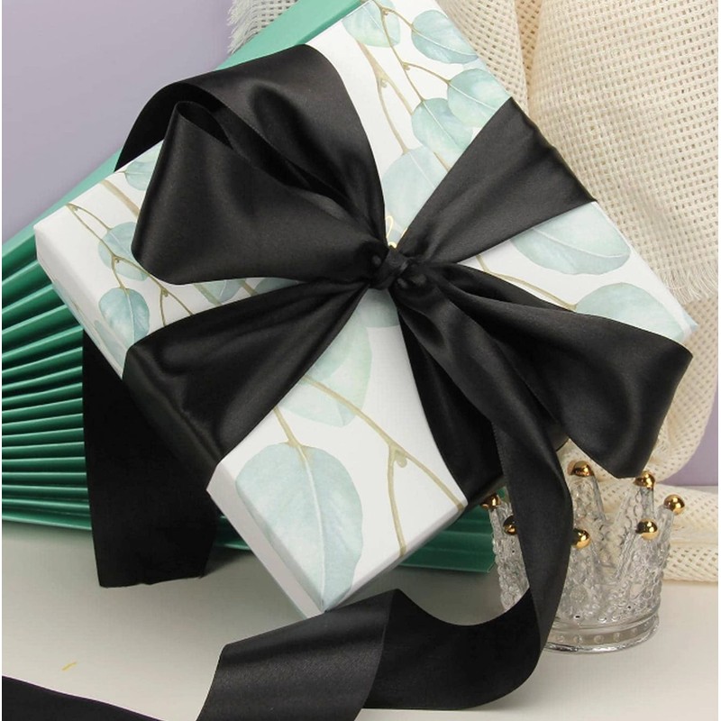 50mm Double Satin Black 25 Metres Ribbon Thickness 5cm Wedding