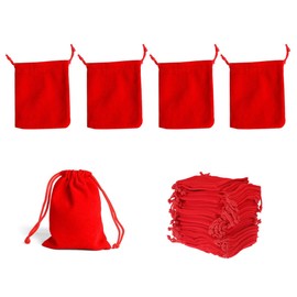 ZAAWUUT 10 Pack Velvet Drawstring Bags,Cloth Jewelry Pouches,Mini Gift Bags for Wedding Party Favors DIY Craft (Red, 2.7x3.5 Inch)