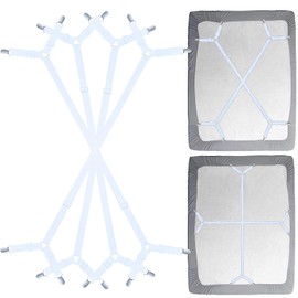 Siaomo Bed Sheet Fasteners Straps - 2 Way Adjustable Crisscross Sheet Corner Holder Straps Clips Gripper Elastic Sheet Band Suspenders Fasteners(2 Set/4Pcs, White)