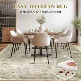 Shilucheng 6x9 Rug for Living Room Neutral Machine Washable Large Non-Slip Backing Abstract Rugs, Soft Low Pile Area Rug for Bedroom Under Bed,Dining Room Clearance, Big Carpet (Brown/Golden)