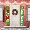 GreenYeah Christmas Green-Haired Monster Banner for Front Door, 2 Pieces