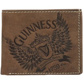 Guinness Wings Leather Wallet, Measures 11cm by 10cm, Brown