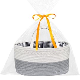 ABenkle Baby Diaper Caddy, Nursery Storage Bin and Car Organizer for Diapers and Baby Wipes, Cotton Rope Changing Table Diaper Storage Caddy Baby Gift Baskets with Gift Bags and Ribbon