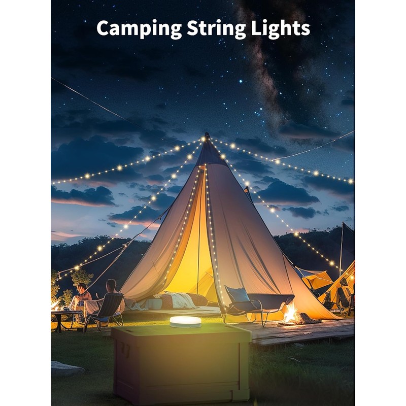 LED Camping Lampe USB Wiederaufladbar 10M Lichterkette 5 Beleuchtungsmodi Timer
