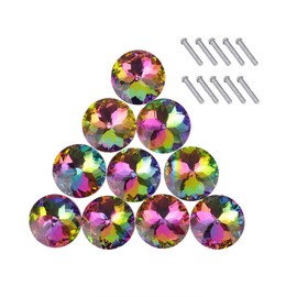 Starworld 10 Pieces Colorful Drawer Knobs, Crystal Glass Door Pull Handle Dresser Knobs for Cupboard Wardrobe Cabinet