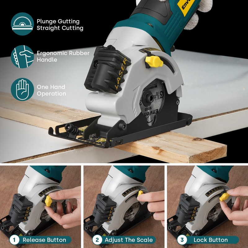 Enventor Mini Circular Saw, 4.8A Electric Circular Saws Corded with