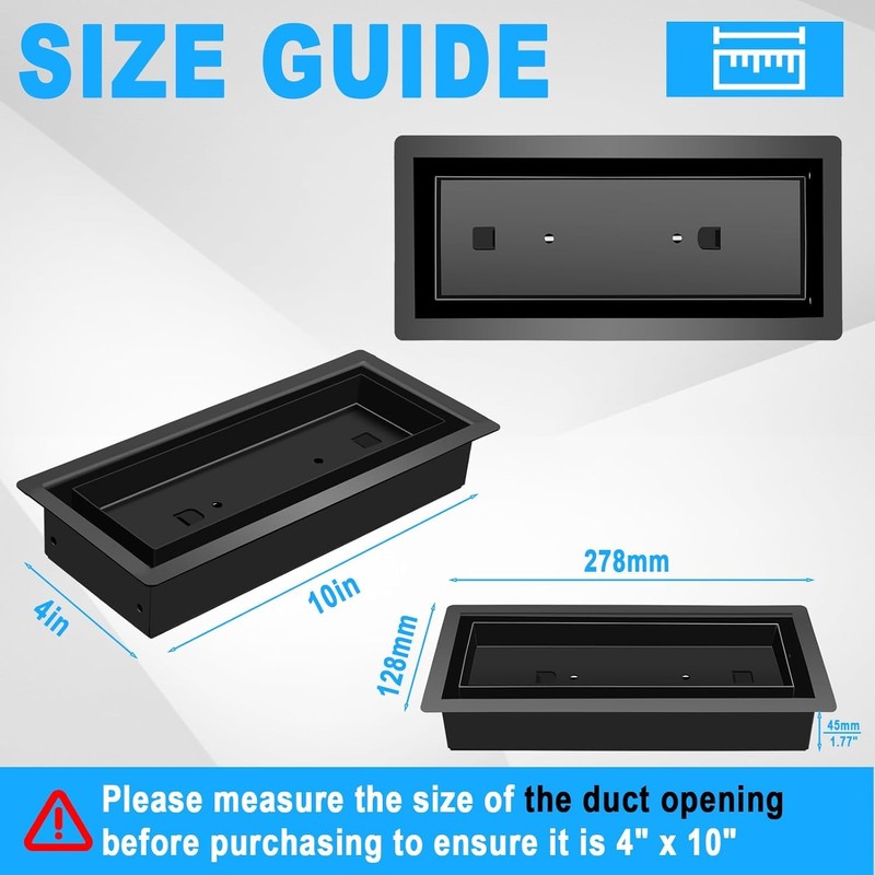 3 Pack 4x10 Flush Mount Floor Register – Heavy-Duty Matte