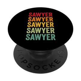 Sawyer Rainbow Repeat Sawyer Name Text PopSocket with Interchangeable PopGrip
