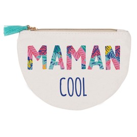 Draeger Paris Maman Cool 100% Cotton Zip Wallet with Pompom 12 x 9.5 cm, multicoloured, Unit size, Cotton Zip Wallet