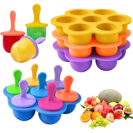 4PCS Mini Moldes para Paletas de Hielo, Silicona Moldes Mini Popsicle Hielo, Reutilizable Moldes de Helados 7 Cavidades, Sin BPA, Perfecto para Hacer Paletas de Jugo, Yogur y Frutas