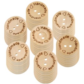50pcs Wooden Handmade Buttons, Crafts Assorted Buttons Wooden Sewing Buttons for Sewing Clothing Accessories, DIY Crafting Projects Decorations 25mm Diameter (50)