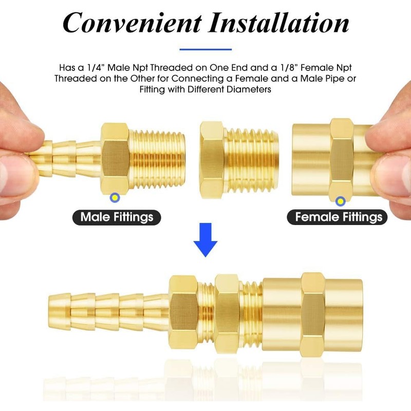 TAILONZ PNEUMATIC Brass Threaded Pipe Fitting 1/4 Inch BSP Male