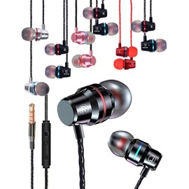 Fojaglad 6 Pack Earbuds Wired - Earbuds Headphones with Microphone, Earphones with Good Bass Stereo Noise Blocking for School Classroom Home Office, Fits All 3.5mm Jack Devices