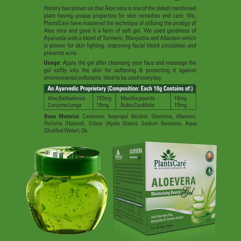 Gel hidratante ayurvédico con aloe vera de Plants Care, 100