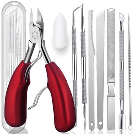 10PCS Toenail Clippers Tool, Ingrown toenail Tool, Professional Thick & Ingrown Toe Nail Clippers for Men & Seniors(red)