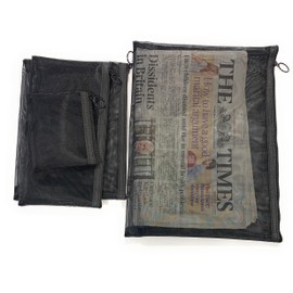 4 x Black See Through Mesh Exam Pencil Case Plastic Wallet Zip Fastening Make Up Pouch Coin Bag Travel Organizer Set A4 A5 A6 File Document Folder