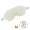 Fluffy Sleeping Mask with Pouch and Ear Plugs (White)