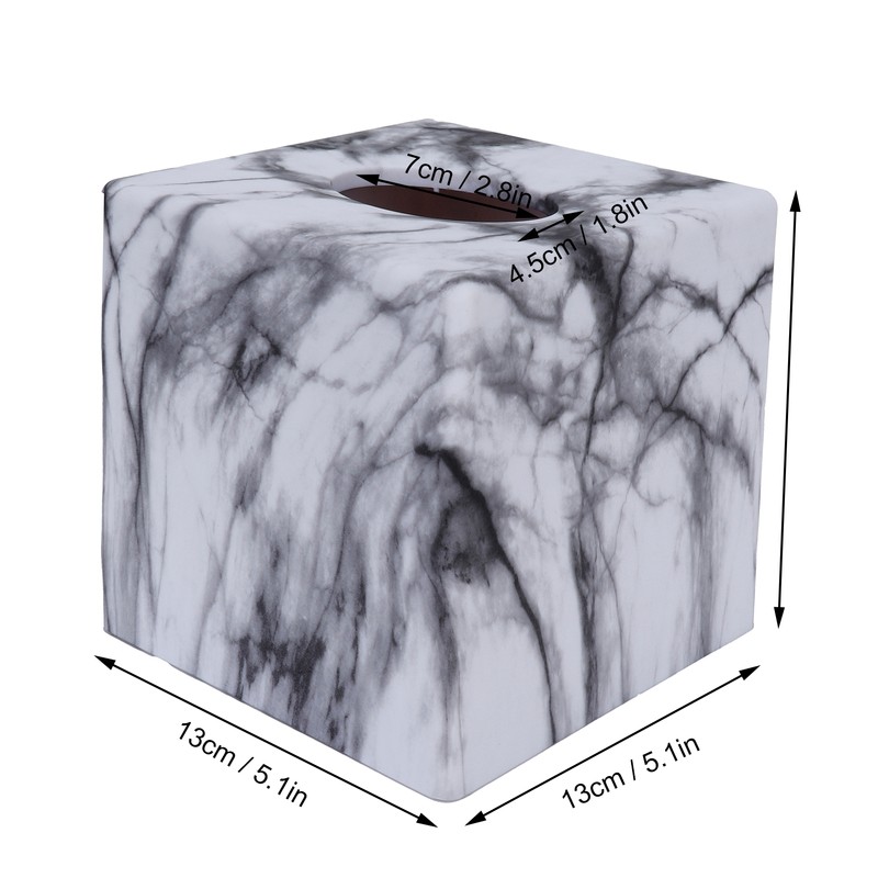 Tissue Box with Marble Printing Square Toilet Paper Holder for