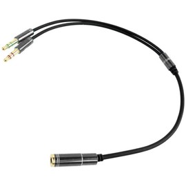 CamDesign 3.5mm Headphone Splitter Adapter Female to 2X 3.5 mm Male Converter Cable Headphone Mic Audio Y Splitter Cable Smartphone Headset to PC Adapter –for Microphone with 4 Pin (Black)