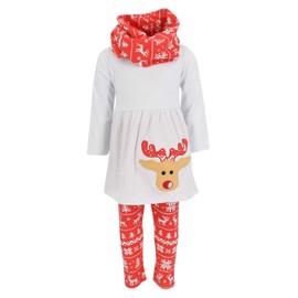 Unique Baby Girls - Juego de 3 Leggings de Reno navideño, Color Blanco, Blanco, 12 Meses