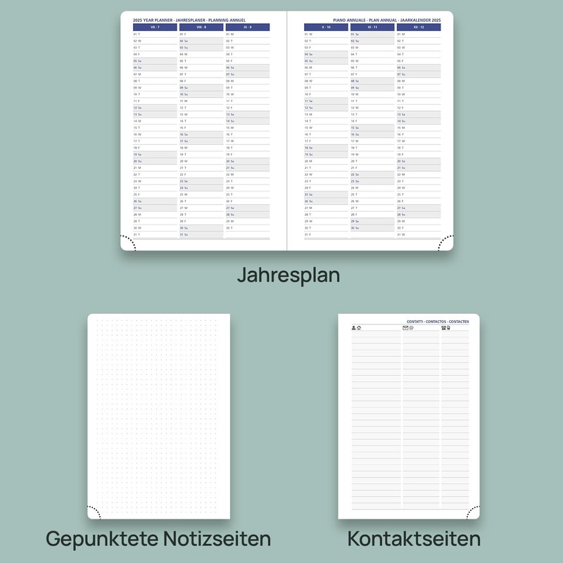 POPRUN Daily Planner 2025 2026 A5 Hardcover 21.5 x 14.5