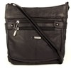 Black Genuine Real Leather Ladies Medium Handbag Shoulder Bag Long
