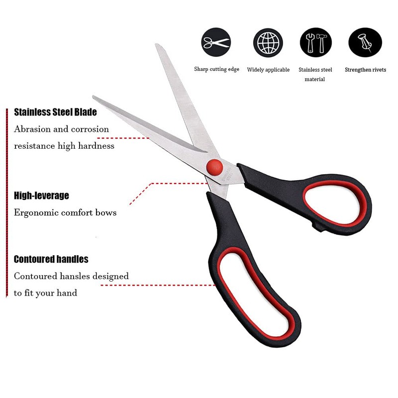 Scissors, Multipurpose office Scissors,8.5 Inch Ultra Sharp Shears, Comfort-Grip Handles