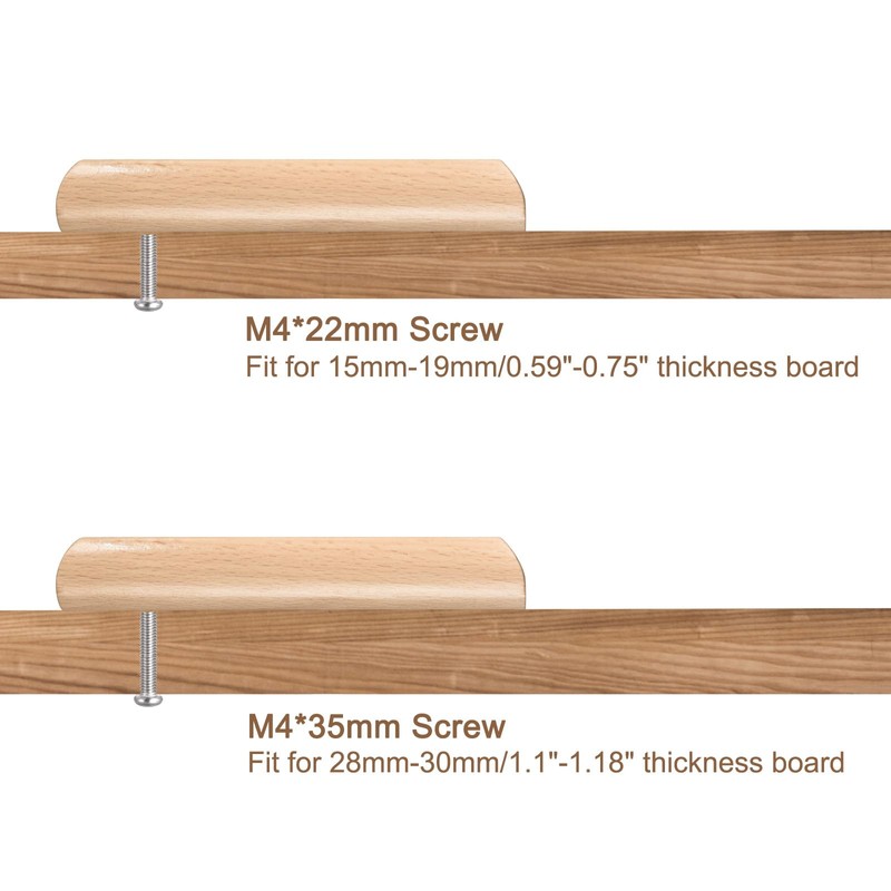 sourcing map Wood Pull Handles, 6pcs 96mm/3.78" Hole Distance Wooden