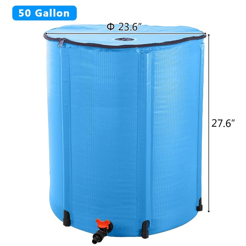 50 Gallon Collapsible Rain Barrel,Portable Rainwater Collection System Water Storage
