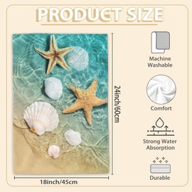 Starfish and Seashell on Beach Hand Towels Set of 2 Decorative Hand Bath Towel for Bathroom Kitchen Accessories Hotel Spa Valentines Mothers Day Wedding Gifts 18 X 24 Inches