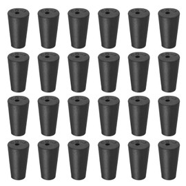 MECCANIXITY Rubber Tapered Plug 10mm to 15mm Solid Test Tubes Bungs Stopper with Hole Black for Lab Home 24 Pieces