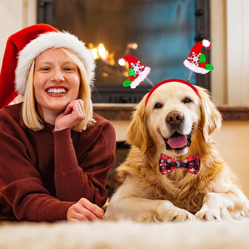 Christmas Dog Collar Set, Durable Dog Collar with Bow Cotton,